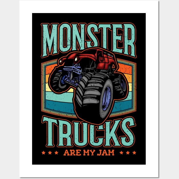 Monster Truck are my Jam Vintage Trucker Wall Art by aneisha